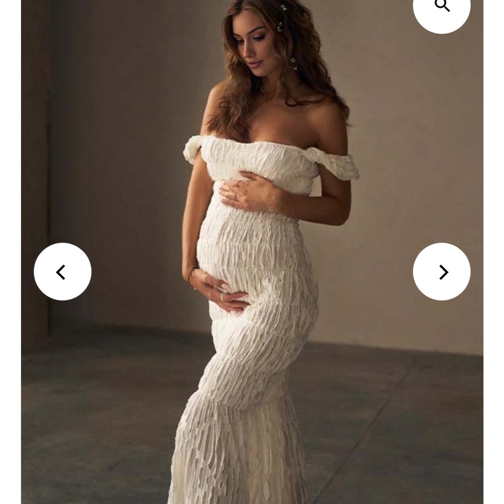 Elegant Off-Shoulder White Maternity Dress